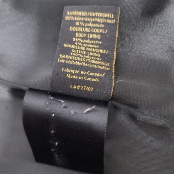 MACKAGE Black Wool With Leather Trim Woman's Peacoat size Large - Picture 12 of 14